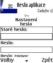 Změna hlavního hesla aplikace